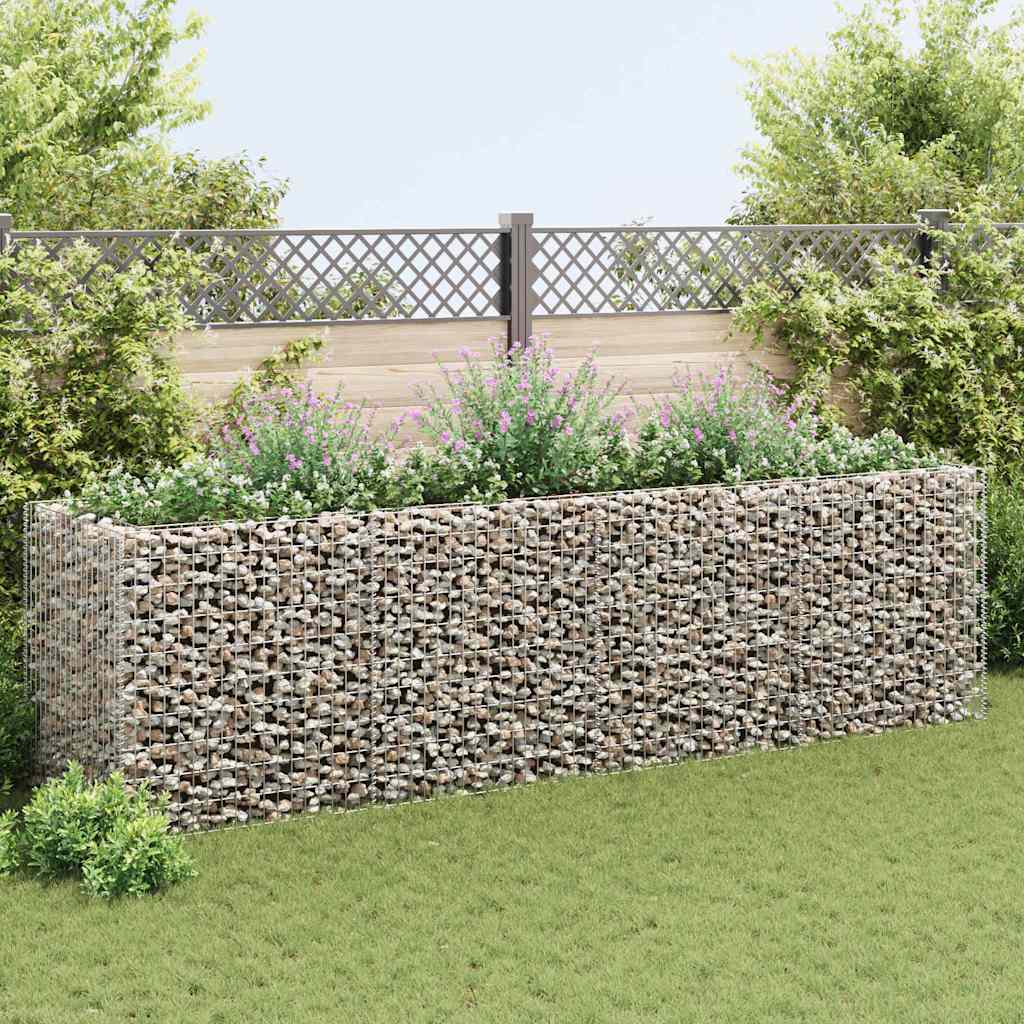 Arriate de acero de gaviones plateado 180x90x100 cm