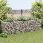 Arriate de acero de gaviones plateado 180x90x100 cm