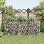 Arriate de acero de gaviones plateado 180x90x100 cm
