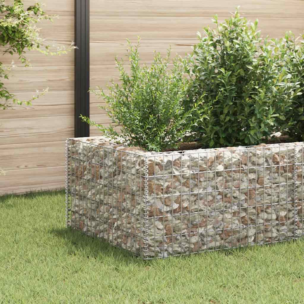 Arriate de acero de gaviones plateado 180x90x100 cm