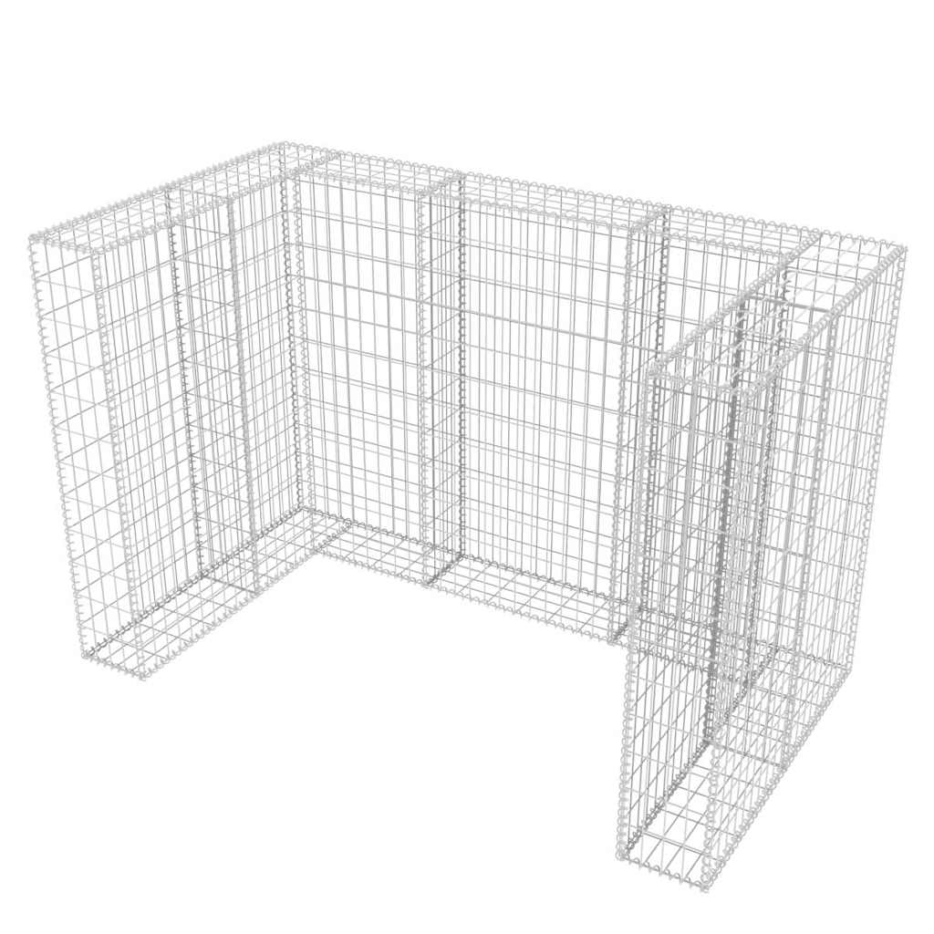 Gavión doble para cubo de basura acero 180x100x120 cm
