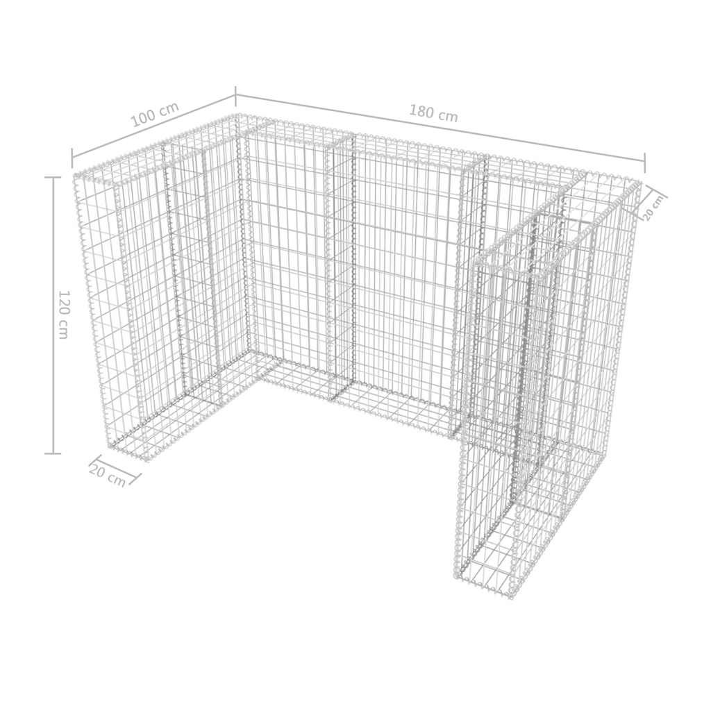 Gavión doble para cubo de basura acero 180x100x120 cm
