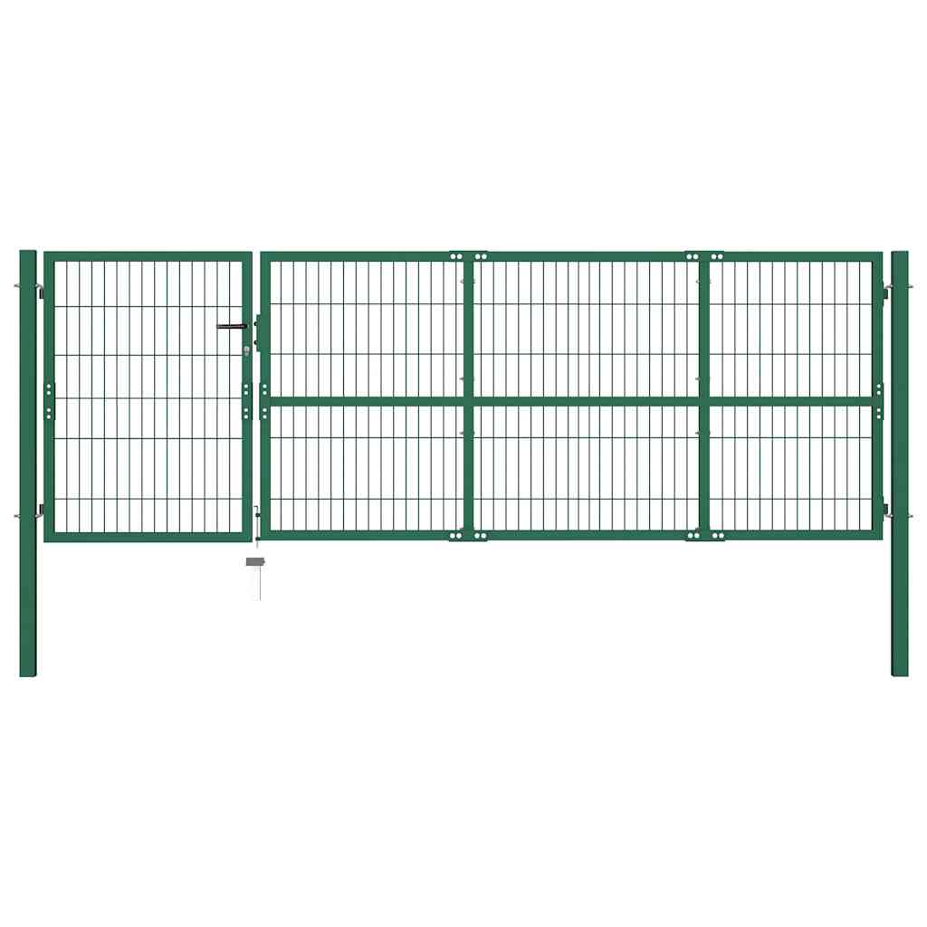 Garden gate with posts 350 x 120 cm steel green