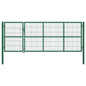 Portão de jardim com postes 350 x 120 cm aço verde