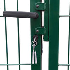 Puerta de jardín con postes 350 x 120 cm acero verde