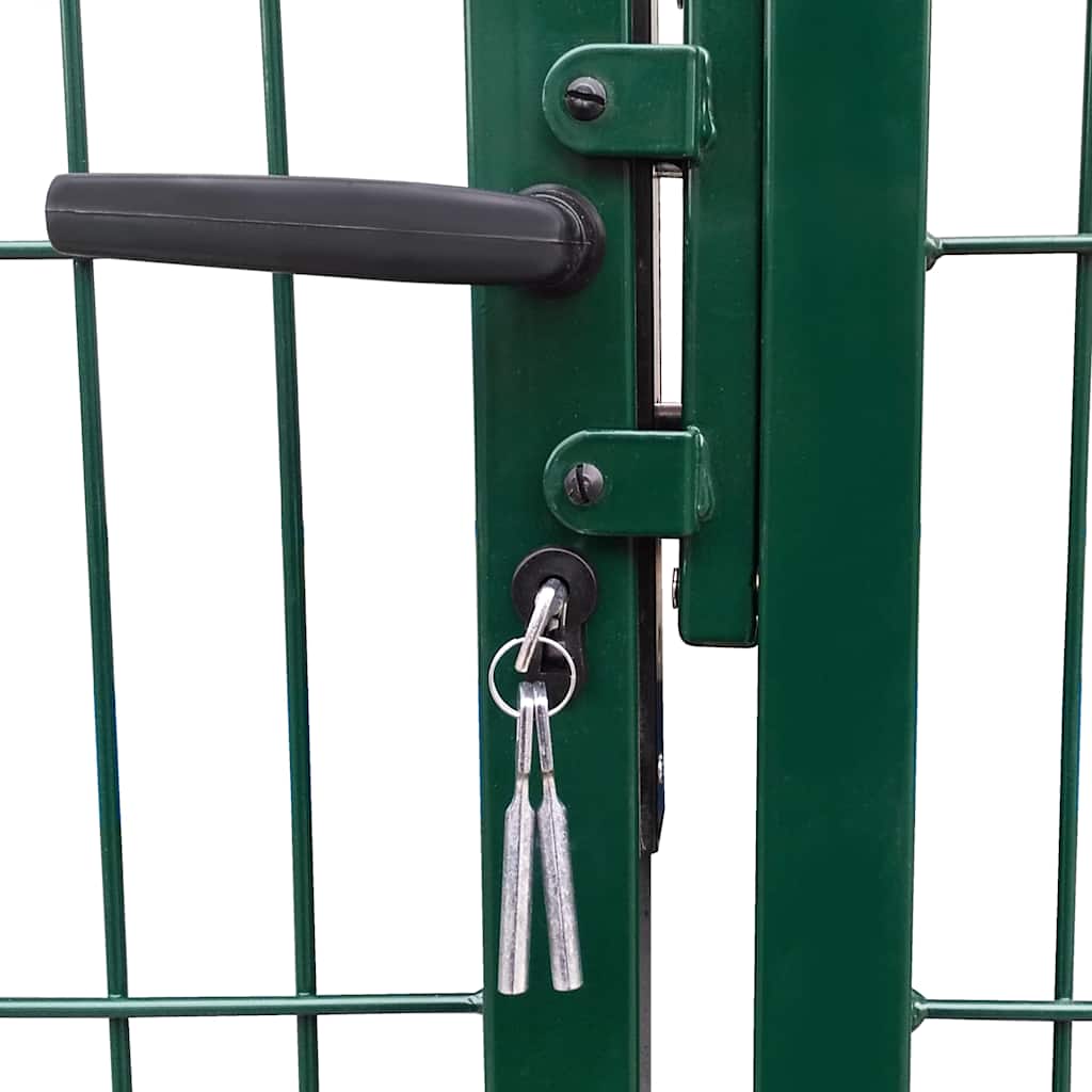 Puerta de jardín con postes 350 x 120 cm acero verde