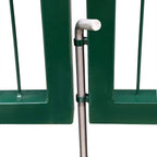 Puerta de jardín con postes 350 x 120 cm acero verde