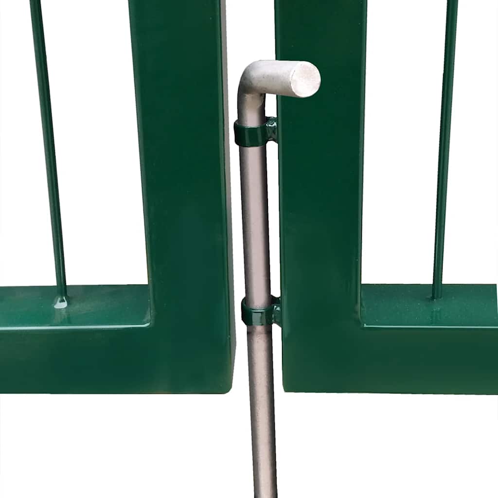 Puerta de jardín con postes 350 x 120 cm acero verde