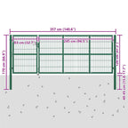 Puerta de jardín con postes 350 x 120 cm acero verde