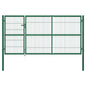 Portão de jardim com postes 350 x 120 cm aço verde