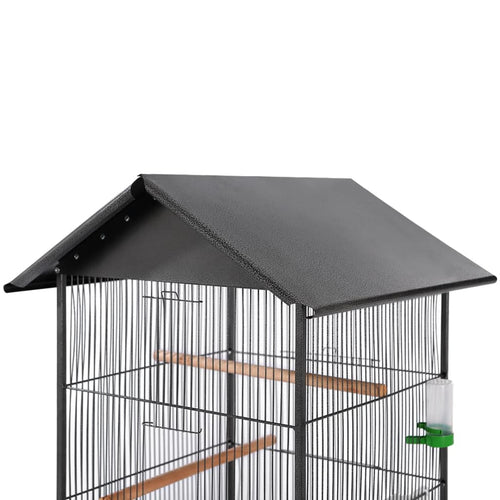 Jaula para pájaros con techo de acero negro 66x66x155 cm