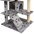 Rascador para gatos poste rascador de sisal 125 cm huellas gris