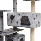 Rascador para gatos poste rascador de sisal 125 cm huellas gris