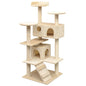 Arranhador para gatos com poste de sisal 125 cm bege