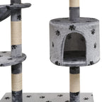 Rascador para gatos poste rascador de sisal 125 cm huellas gris