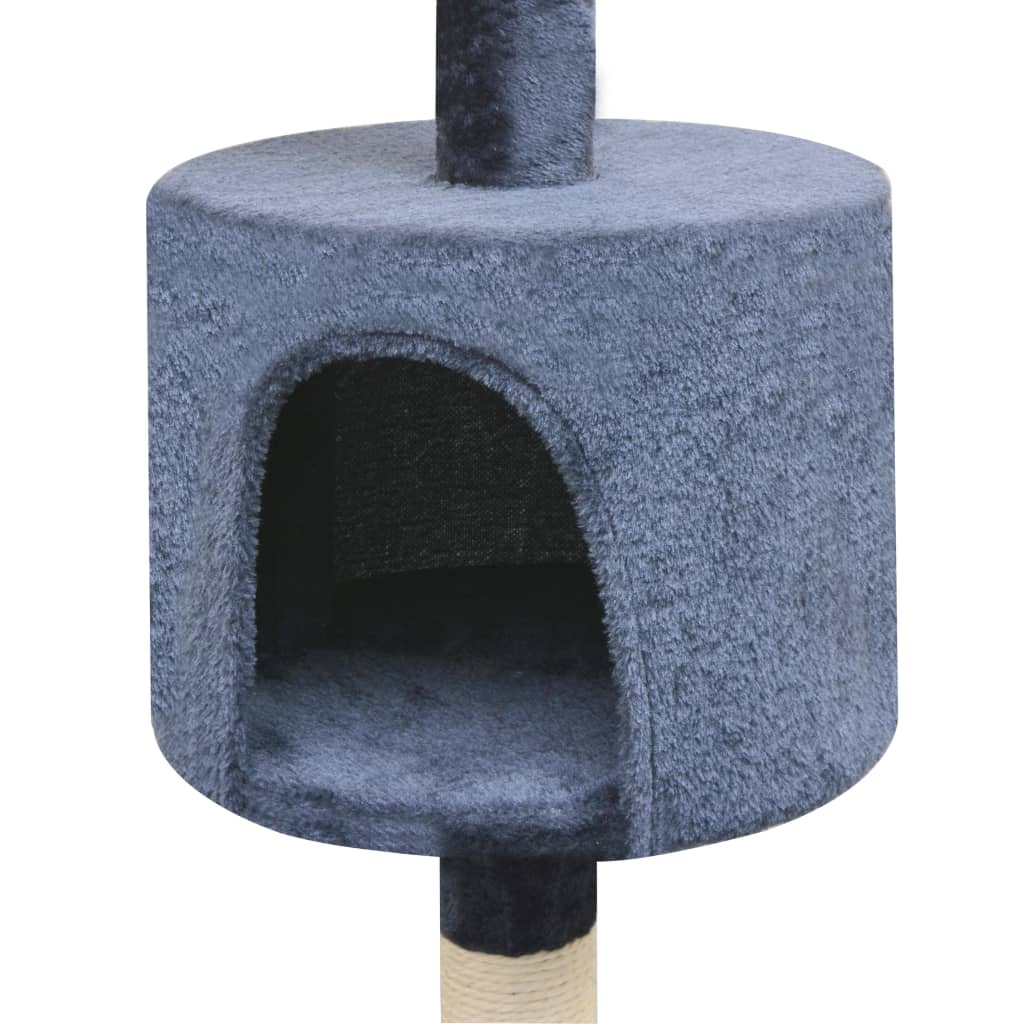 Rascador para gatos poste rascador de sisal 125 cm azul oscuro