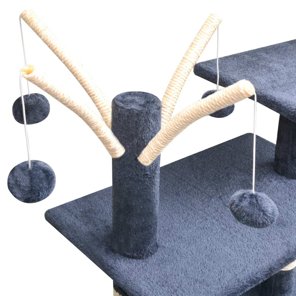Rascador para gatos poste rascador de sisal 125 cm azul oscuro