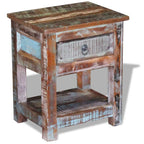 Mesa auxiliar con 1 cajón madera maciza reciclada 43x33x51 cm