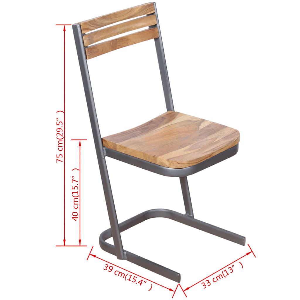 Sillas de comedor 2 uds madera maciza de teca