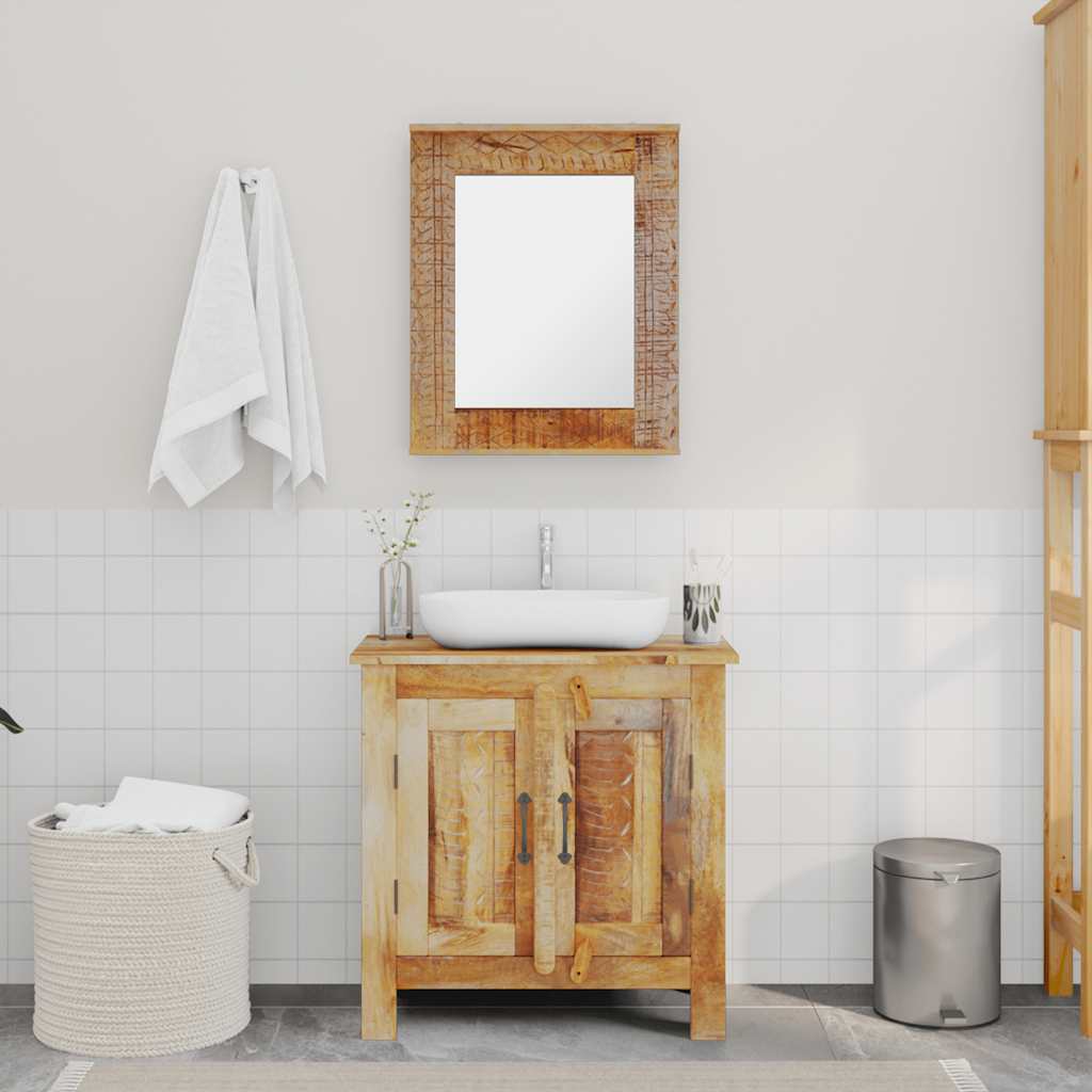 Mueble de baño con espejo de madera maciza de mango