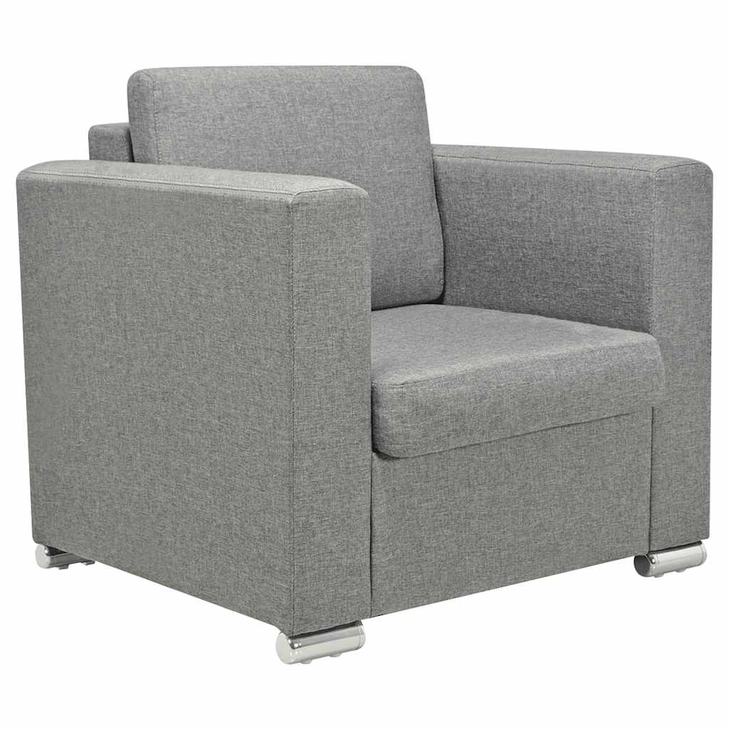 Sillón de tela gris claro