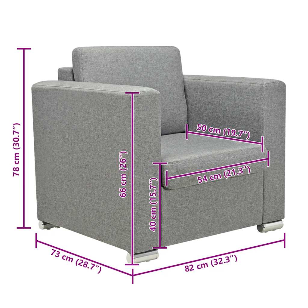 Sillón de tela gris claro