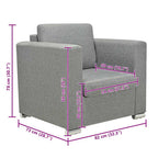 Sillón de tela gris claro