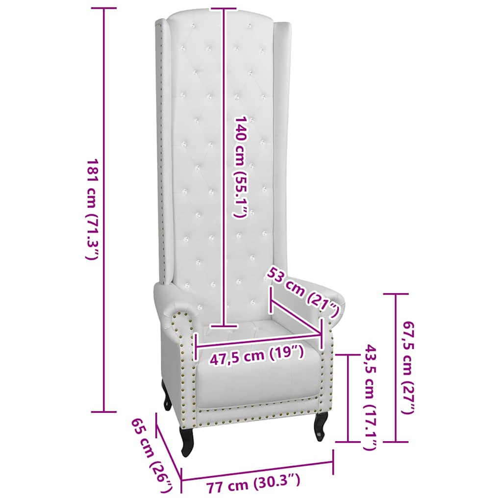 Sillón de respaldo alto cuero sintético blanco
