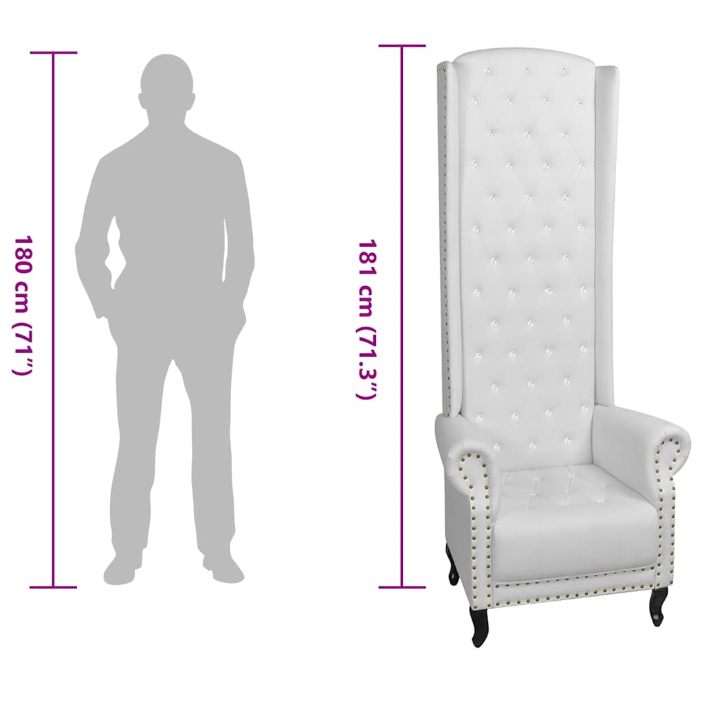 Sillón de respaldo alto cuero sintético blanco