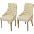 Sillas de comedor 2 unidades tela color crema
