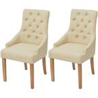 Sillas de comedor 2 unidades tela color crema