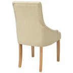 Sillas de comedor 2 unidades tela color crema