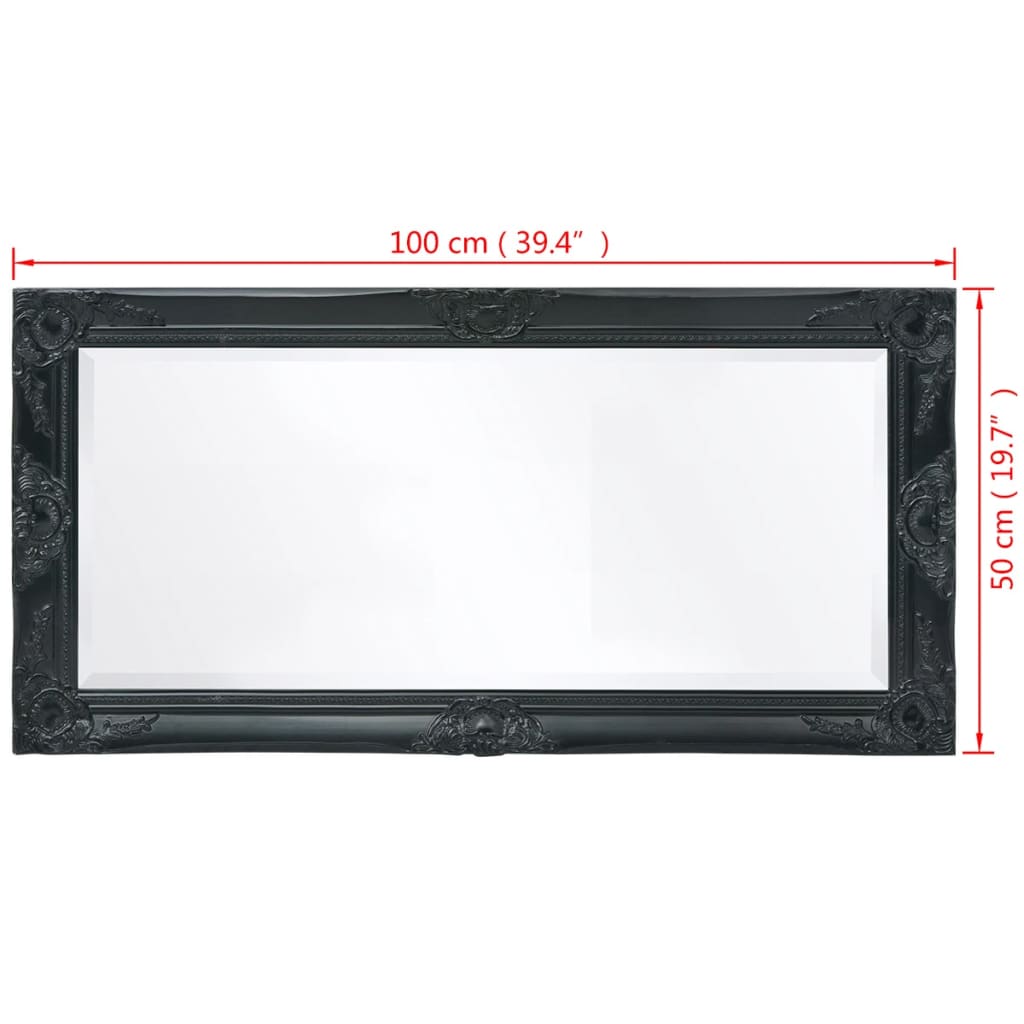 Espejo de pared estilo barroco 100x50 cm negro