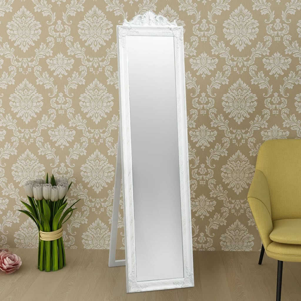 Espejo de pie estilo barroco blanco 160x40 cm