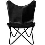 Silla Butterfly de cuero auténtico negro