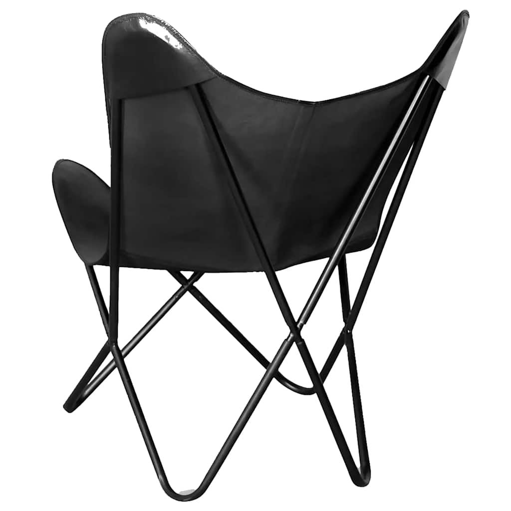 Silla Butterfly de cuero auténtico negro
