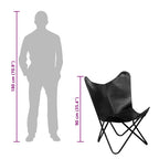 Silla Butterfly de cuero auténtico negro