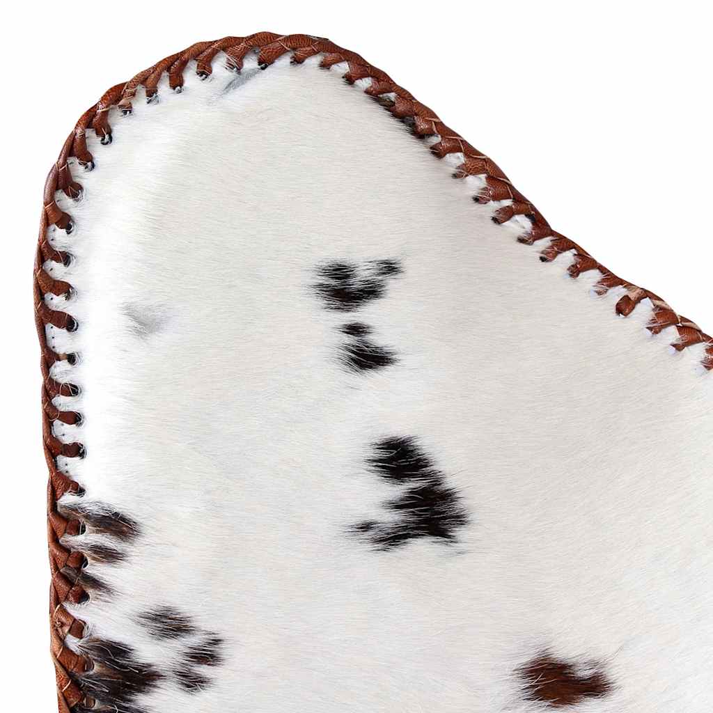 Silla mariposa de cuero auténtico marrón y blanco
