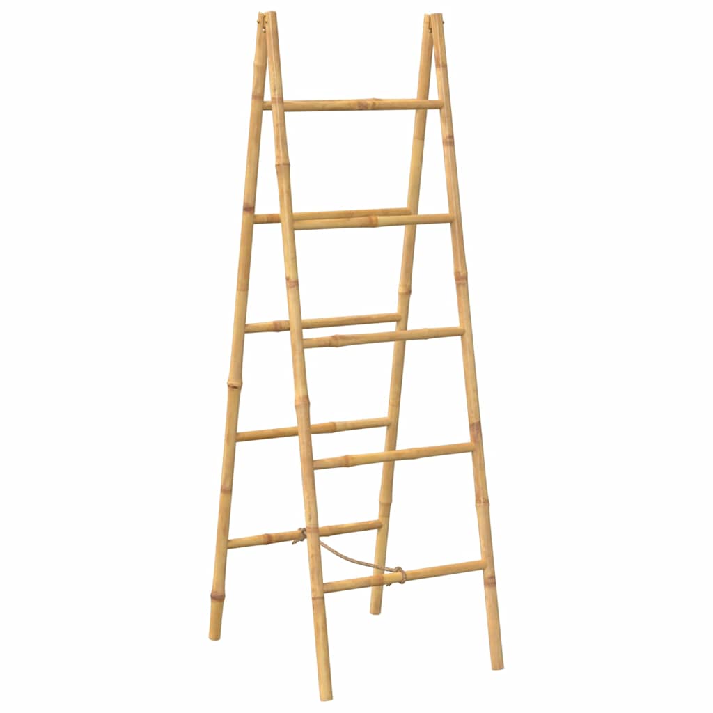 Escalera toallero doble con 5 peldaños bambú 50x160 cm