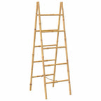 Escalera toallero doble con 5 peldaños bambú 50x160 cm