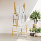Escalera toallero doble con 5 peldaños bambú 50x160 cm