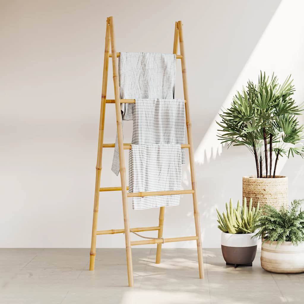 Escalera toallero doble con 5 peldaños bambú 50x160 cm