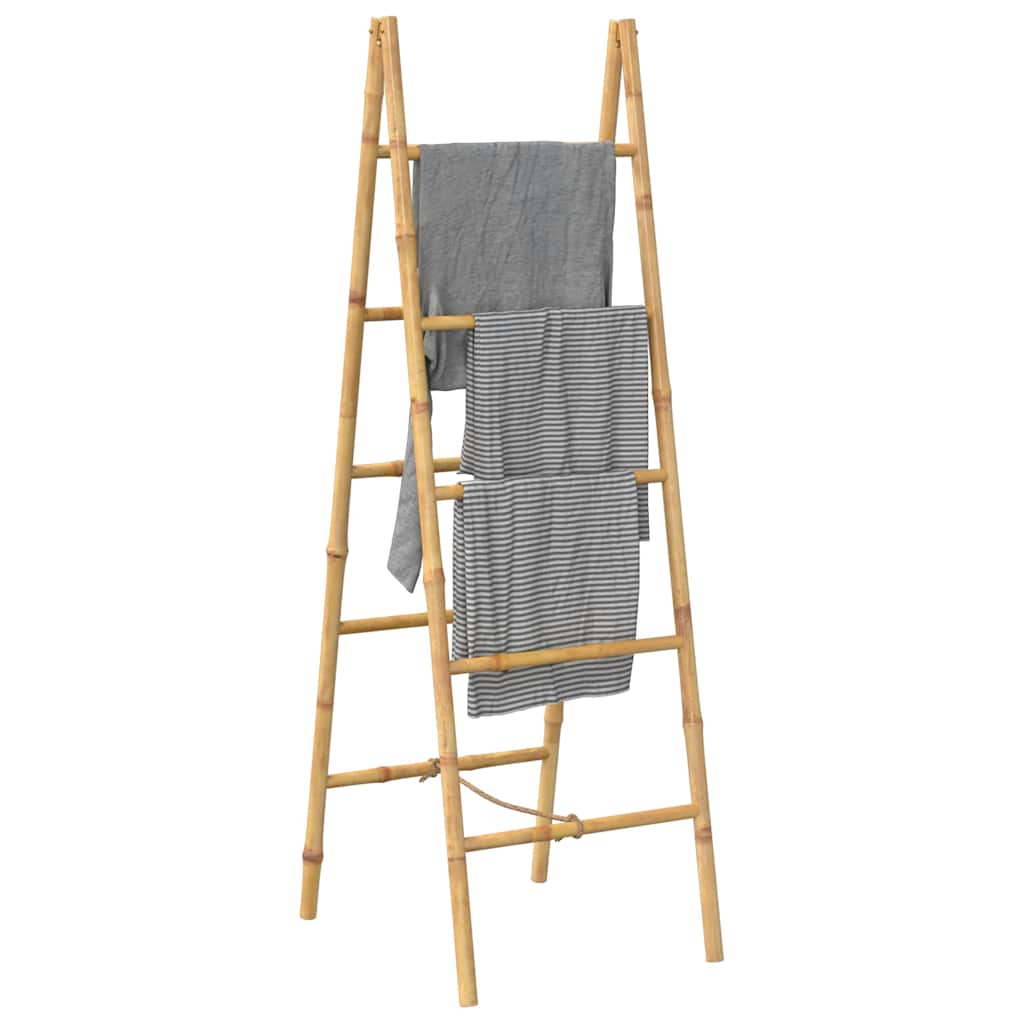 Escalera toallero doble con 5 peldaños bambú 50x160 cm