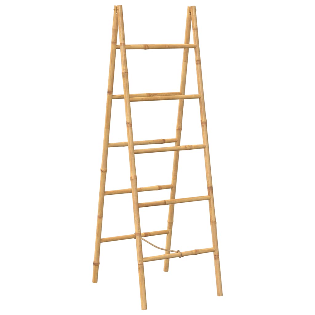 Escalera toallero doble con 5 peldaños bambú 50x160 cm