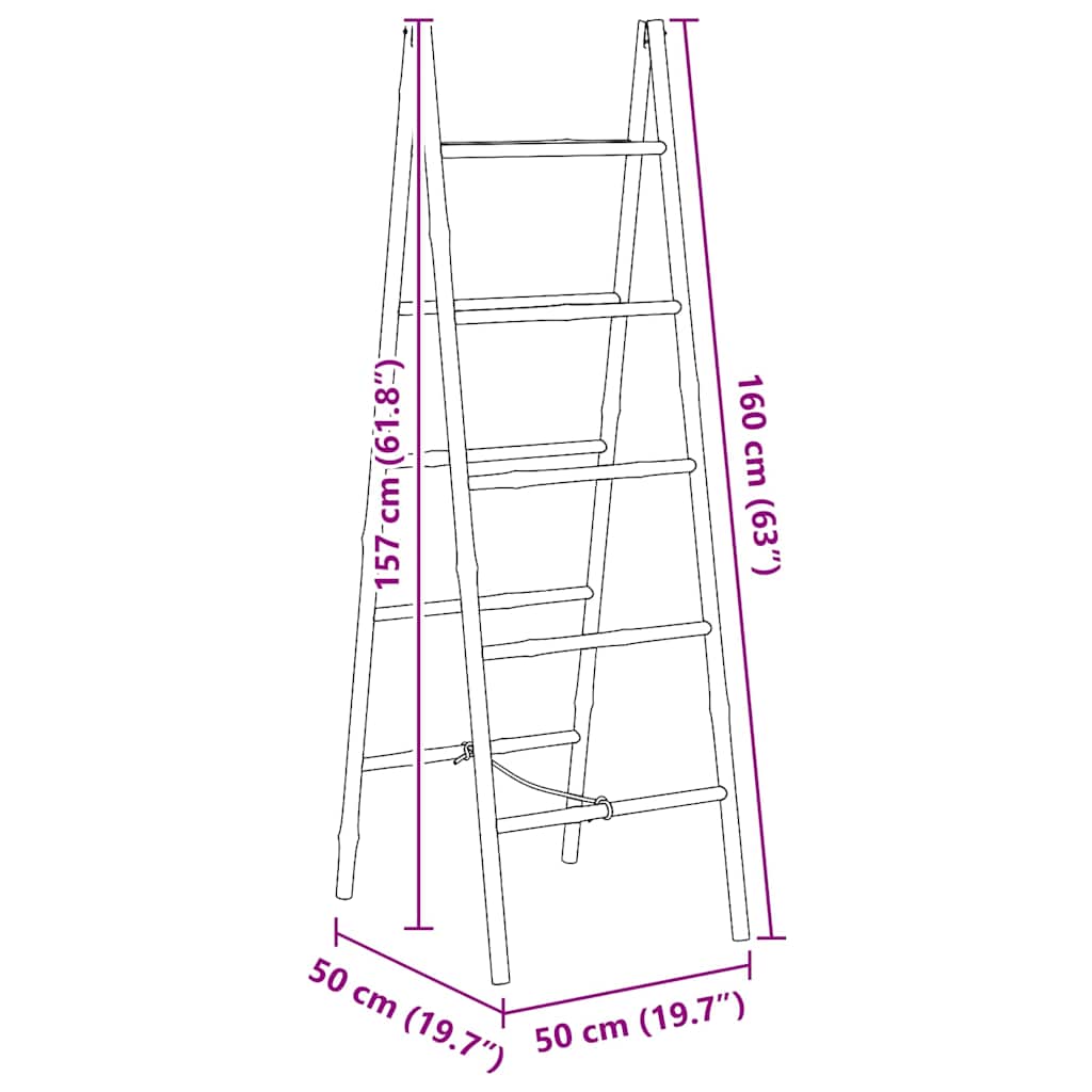 Escalera toallero doble con 5 peldaños bambú 50x160 cm
