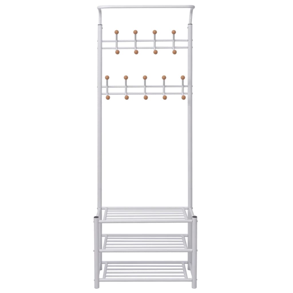 Perchero de ropa con repisa para zapatos 68x32x182,5 cm blanco