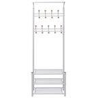 Perchero de ropa con repisa para zapatos 68x32x182,5 cm blanco