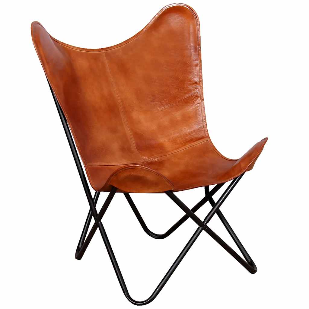 Silla Butterfly de cuero auténtico marrón