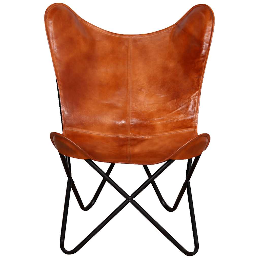 Silla Butterfly de cuero auténtico marrón