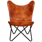 Silla Butterfly de cuero auténtico marrón
